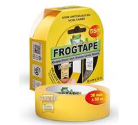 FrogTape Delicate Ruban de Masquage Washi avec Technologie PaintBlock 36mm x 55m, Adhésif Peintre Jaune pour Surfaces Sensibles, Bords Ultra Nets, Retrait Sans Trace 60 Jours, Scotch Peinture