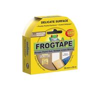 Frog Tape Ruban adhésif jaune pour peintres de surface délicate, 36 mm x 55 m, peinture et décoration intérieure pour des lignes nettes et sans saignement de peinture