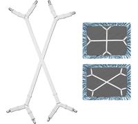 Frogetu 2 Pièces Tendeur Drap Housse,Réglable élastiques Triangle Sangles,Tendeurs réglables en Croix pour Drap-Housse,pour Draps, Matelas, Planche à Repasser Ou Canapé(Blanc)