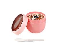 Frogetu Coupe de Yaourt 600ml+50ml Tasse à Yaourt,Bol Muesli,Overnight Oats,Pot Overnight Oat Verre,Overnight Oats Jar,Tasse de Céréales avec Couvercle et Cuillère, Anti Fuite Gobelet à Céréales