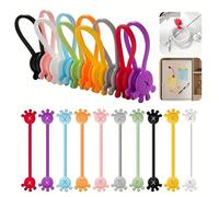 Frogetu Lot de 10 serre-câbles magnétiques réutilisables,magnetic cable clips,10 couleurs organisateur de cable,serre-câbles magnétiques en silicone, pour Bureau L'école Maison