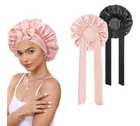 Frogetu Lot de 2 Bonnet Soie Cheveux Nuit,Bonnet de Nuit en Soie,Élastique Bonnet Satin,Bonnet en,Bonnet de Nuit en Satin pour Le Soin des Cheveux,pour Le Soin des Cheveux