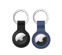 Frogetu Lot de 2 coques de protection pour Airtag, porte-clés Airtec, coque en silicone, support Airtag, coque Air Tag, pendentif Apple Airtag, pendentif Apple Airtag, pendentif Airtag (noir bleu)