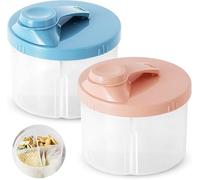 Frogetu Lot de 2 Doseurs de Lait en Poudre Portables pour Bébé - Boîte Doseuse avec Couvercle Rotatif Sécurisé, Boite Lait en Poudre avec 4 Compartiments, Facile à Nettoyer
