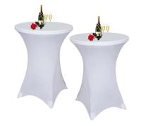 Frogetu Lot de 2 Housse de Table Ronde Extensible,80 x 110 cm,Nappe Cocktail Ronde,Housse Mange Debout,Nappes à Coins Carré en Spandex,pour Table de Banquet de Cocktail de Mariage