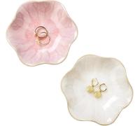 Frogetu Lot de 2 Plat à Bijoux en céramique,Plateau à bijoux,Plateau à Clés, Organisateur de Bagues, Petit Plateau Decoratif,pour la Décoration Intérieure de Mariage Cadeau Bijoux de Stockage
