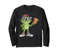 Frogs Amphibian Kids, Eating Pizza Funny Frog Manche Longue