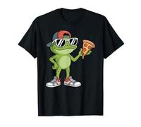 Frogs Amphibian Kids, Eating Pizza Funny Frog T-Shirt