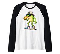 Frogs Amphibian Kids, Eating Taco Funny Frog Manche Raglan