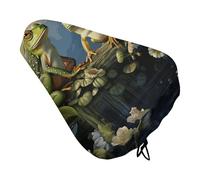 Frogs Sing on The Branches Housse de selle de vélo imperméable à l'eau et à la poussière Coussin de selle de vélo doux avec cordon de serrage pour homme et femme
