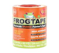 FrogTape ProGrade - Lot de 6 rouleaux de ruban de peinture orange de 2,4 cm de large (2,4 cm x 48,4 m) à haute adhérence pour applications intérieures et extérieures, orange (105673)