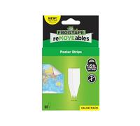 FrogTape reMOVEables Lot de 60 paires de bandes de suspension pour affiches, sans dommages, crochets amovibles, ruban adhésif mural alternatif pour photos, maison, école, bureau, blanc (120 bandes)