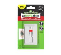 FrogTape reMOVEables Support réglable pour photos, kit de suspension amovible sans dommages, sans clous pour cadres, miroirs, peut supporter jusqu'à 1,8 kg, comprend 4 bandes adhésives, blanc (lot de