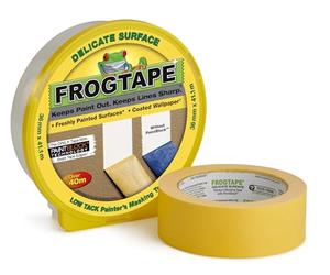 FrogTape Surface délicate - Ruban adhésif de masquage en papier Washi - Bords nets et tracés précis - Dimensions : 36mm x 41,1m - Couleur jaune