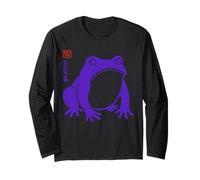 Frogzilla Grumpy Purple Frog Art japonais Amphibian Graphic Manche Longue