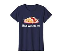 Frohe Weihnachten, Stollen de Noël Allemand T-Shirt, Femme, Bleu Marine, L