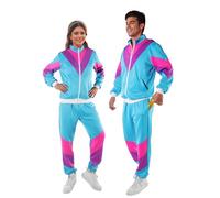 Frohklub Costume Année 80 Adulte pour Déguisement Année 90 Disco Hippie Bleu M