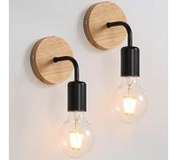 FROIDEXG Applique Murale Industrielle Appliques en Bois Courbe Vintage Applique E27 Décoration Intérieure Luminaires Muraux pour Chambre Chevet Étude Chambre d'enfant