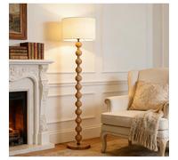 FROIDEXG Lampadaire à intensité variable pour salon, style vintage, abat-jour en lin blanc et structure en fer imitation bois, avec 3 températures de couleur,idéal pour la lecture ou une chambre d'étu