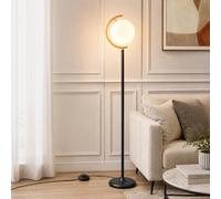 FROIDEXG Lampadaire globe moderne, lampe sur pied à 3 températures de couleur avec abat-jour globe en verre et finitions dorées brossées, style milieu du siècle, pour salon ou chambre.
