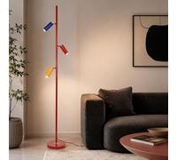FROIDEXG Lampadaire moderne avec spots réglables et variateur, 3 températures de couleur, interrupteur au pied, abat-jour multicolores, lampe de lecture artistique pour salon, chambre ou bureau.
