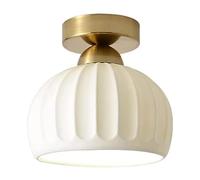 FROIDEXG Plafonnier Abat-Jour en Céramique Blanc Lait Plafonnier Minimaliste Luminaire Semi Encastré Fer Luminaires pour Chambre Salon Étude 1 Paquet / 2 Paquets