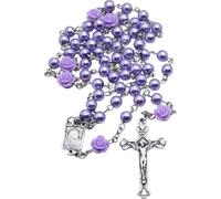 Froiny Perle Croix Jésus Collier De Perles Catholiques pour Femmes Collier De Chapelet Bling Billes De Chapon