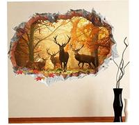 Froiny Stickers Muraux Forêt Autocollants d'hiver Automne Paysage d'hiver Animaux Autocollants Muraux pour Enfants Chambre À Coucher Vinyle Déclorage Maison