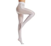 Frola Collants de danse pour femmes 70D Collants scintillants Bas Collants nude chair Saphing Collants pour ballet Collants avec pieds, blanc, S-M