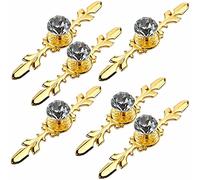 Frolahouse Lot de 6 boutons de tiroir de commode - Boutons décoratifs en verre cristal avec plaque dorée (longueur : 120 mm), boutons de porte d'armoire, de placard avec vis