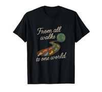 from All Walks to One World - Diversity Footprint Globe T-Shirt