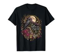 from Childhood's Hour Poe Alone Poème Gothique Corbeau Pleine Lune T-Shirt