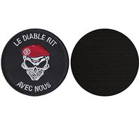 FROM HAWAII WITH LOVE - D436 - Diamètre: 8 cm - Ecusson Patch Brodé Avec Scratch Cousu Au Dos + Carré Scratch A Coudre, Face Opposé 10 cm x 10 cm Offert/le diable rit avec nous