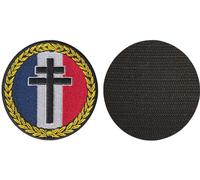 FROM HAWAII WITH LOVE - D630 - Diamètre: 8 cm - Ecusson Patch Brodé Avec Scratch Cousu Au Dos + Carré Scratch A Coudre, Face Opposé 10 cm x 10 cm Offert/croix lorraine résistance france