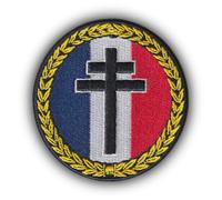 FROM HAWAII WITH LOVE - D630 - Ecusson brodé thermocollant ou a coudre - Diamètre: 8 cm - Croix de lorraine force francaise intérieur ffi résistance de gaulle gaulisme militaire guerre