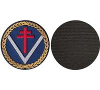 FROM HAWAII WITH LOVE - D638 - Diamètre: 8 cm - Ecusson Patch Brodé Avec Scratch Cousu Au Dos + Carré Scratch A Coudre, Face Opposé 10 cm x 10 cm Offert/croix de lorraine v victoire résistance