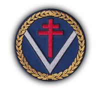 FROM HAWAII WITH LOVE - D638 - Ecusson Patch Brodé Thermocollant - Diamètre: 8 cm - Croix Lorraine France Guerre Résistance Militaire Militaria
