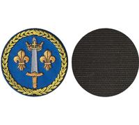 FROM HAWAII WITH LOVE - D652 - Diametre 8 cm - Ecusson Patch Brodé Avec Scratch Cousu Au Dos + Carré Scratch A Coudre, Face Opposé 10 cm x 10 cm Offert/Jeanne D'arc Blason France Royaume