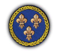 FROM HAWAII WITH LOVE - D653 - Ecusson Patch Brodé Thermocollant - Diamètre: 8 cm - Couronne Blason Royaume De France Armée Militaire Médiéval Ile De