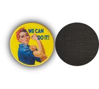 FROM HAWAII WITH LOVE - D655 - Diamètre: 8 cm - Ecusson Patch Brodé Avec Scratch Cousu Au Dos + Carré Scratch A Coudre, Face Opposé 10 cm x 10 cm Offert/we can do it rosie the riveter