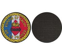 FROM HAWAII WITH LOVE - D659 - Diamètre: 8 cm - Ecusson Patch Brodé Avec Scratch Cousu Au Dos + Carré Scratch A Coudre, Face Opposé 10 cm x 10 cm Offert/sacré coeur espoir salut france