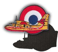 FROM HAWAII WITH LOVE - D691 - Dimension: 9,8 cm x 6,5 cm - Ecusson Patch Brodé Avec Scratch Cousu Au Dos + Carré Scratch A Coudre, Face Opposé 10 cm x 10 cm Offert/pompier hydravion france avion