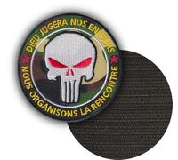 FROM HAWAII WITH LOVE - D692 - Diamètre: 8 cm - Ecusson Patch Brodé Avec Scratch Cousu Au Dos + Carré Scratch A Coudre, Face Opposé 10 cm x 10 cm Offert/dieu jugera nos ennemis camouflage