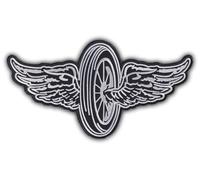 FROM HAWAII WITH LOVE - G026 - Grand Ecusson De Dos Patch Brodé Thermocollant - Dim: 13,50 cm x 25,50 cm - Roue Ailes Skull Moto Motard Biker Country Bobber Rock n Roll Rockabilly