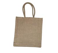 FROM INDIA BOUTIQUE Sac Cabas en Toile de Jute 100% Naturelle, Petit 40x43x12 cm, Beige