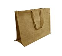 FROM INDIA BOUTIQUE Sac en Toile de Jute 100% Naturelle, Grand 50x35x20 cm, Beige