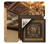 From Plain To Beautiful In Hours 223 La Scala Lot de 10 dalles de plafond à poser ou à coller en PVC Doré antique 61 x 61 cm