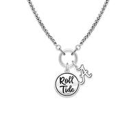 From the Heart Alabama Crimson Tide Roll Tide Twist and Shout Collier en argent, Pas de gemme