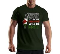 from The River to The Palestine Will Be Free Fight for Freedom T-Shirt Vert Militaire pour Homme Size M