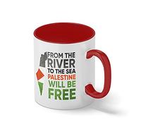 From The River To The Sea Palestine Will Be Free Blanc tasse à café avec Red Rim et poignée Mug